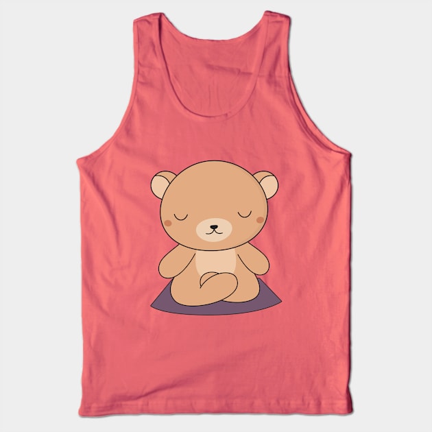 Yoga time for my kawaii brown bear Tank Top by wordsberry